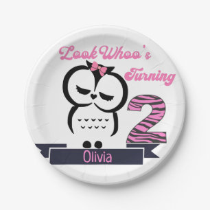 Owl Birthday Paper Plate