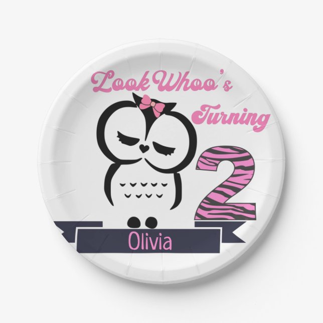 Owl Birthday Paper Plate (Front)