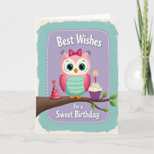Owl Birthday Party Hat Card