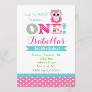 Owl Birthday Party Invitations for Girl
