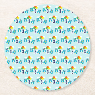Owl Birthday Round Paper Coaster