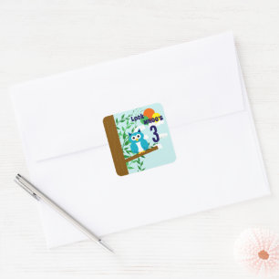 Owl Birthday Square Sticker