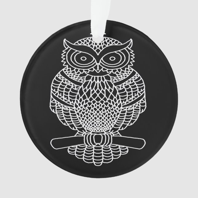 Owl (black) - Acrylic Ornament (Front)