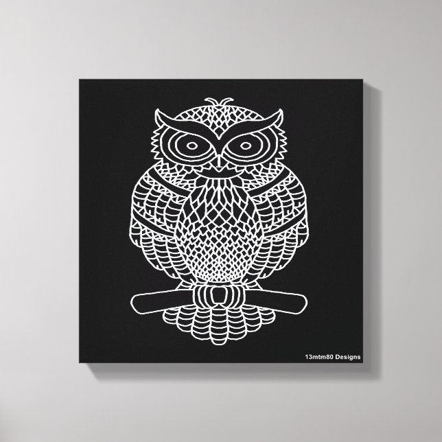 Owl (black) - Canvas Print (Front)