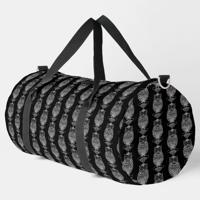 Owl (black) - Duffle Bag (Left Corner)