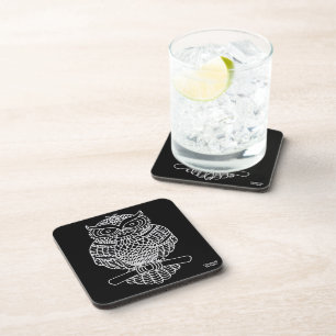 Owl (black) - Plastic Coaster