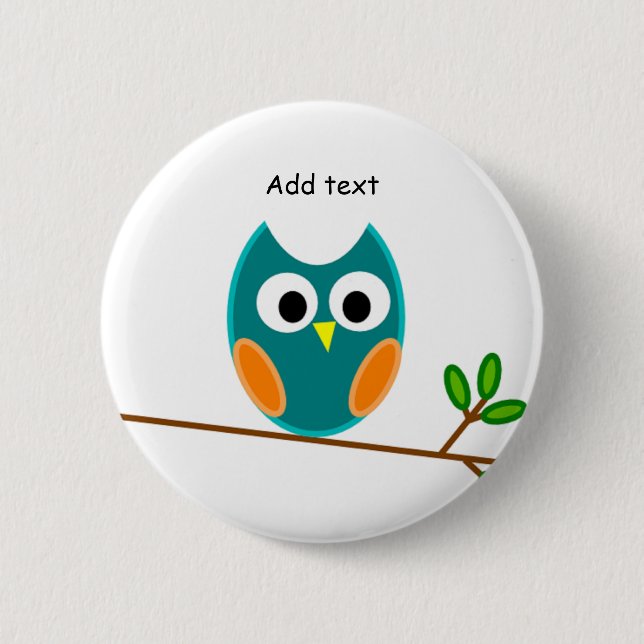 Owl: Blue and Gold Owl Template 6 Cm Round Badge (Front)