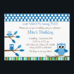 Owl Blue Brown Kids Birthday Party Invitation<br><div class="desc">Impress your guests with an owl styled,  kids birthday party invitation.  Customisation is possible,  by simply typing in your inscription.  Enjoy.</div>