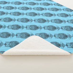 Owl (blue) - Sherpa Blanket