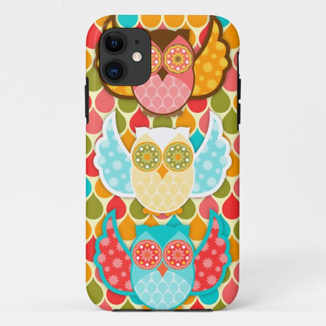 Owl Boheme Three Colourful Owls Case-Mate iPhone Case (Back)