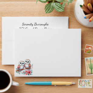 Owl Boho Rustic Country Woodland Wedding Envelope