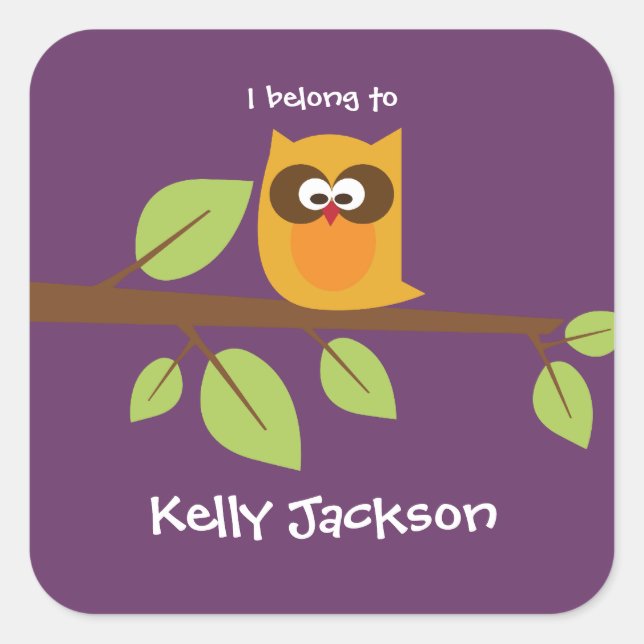 Owl Book Label / Gift Tag Sticker (Front)