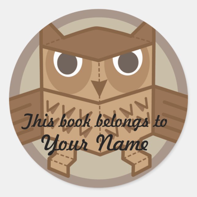OWL bookplate Classic Round Sticker (Front)