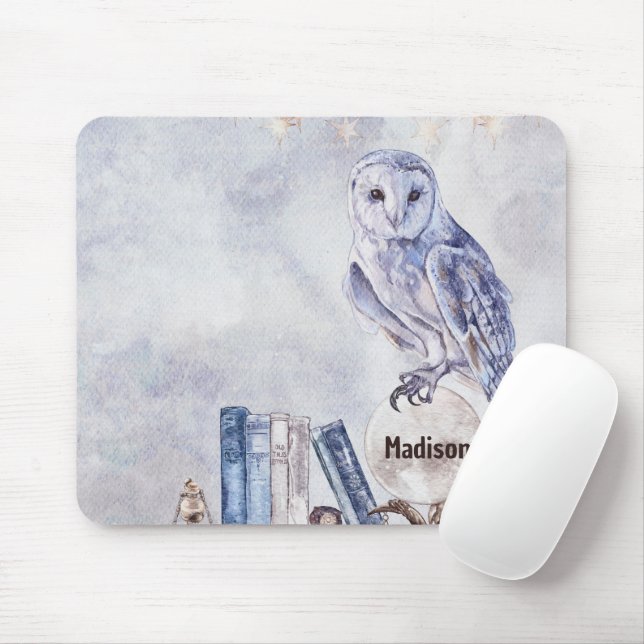 Owl & Books Mouse Pad (With Mouse)