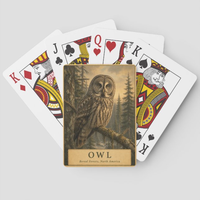 Owl Boreal Forest VINTAGE Playing Cards (Back)