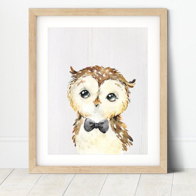 Owl Bowtie Woodland Nursery Art Print (Creator Uploaded)