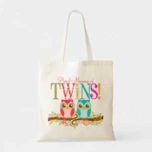 Owl Boy and Girl Twins - Proud Mummy Custom Tote Bag
