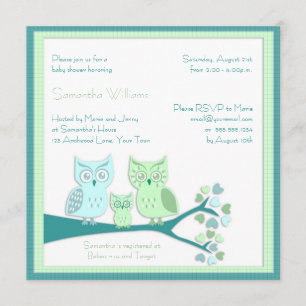Owl Boy Baby Shower Invitation