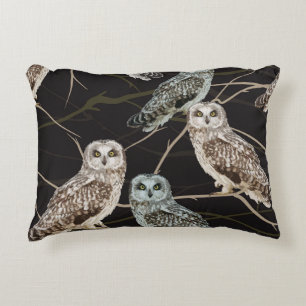 Owl Branch: Solitary Bird Perch. Decorative Cushion