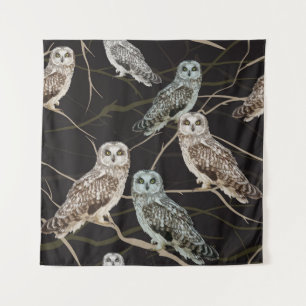 Owl Branch: Solitary Bird Perch. Tapestry