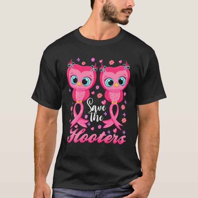 Owl Breast Cancer Awareness Save The Hooters T-Shirt (Front)