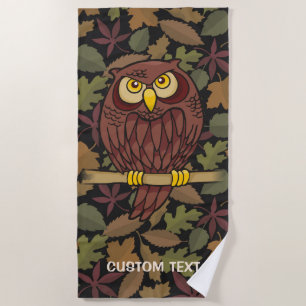 Owl Cartoon Beach Towel