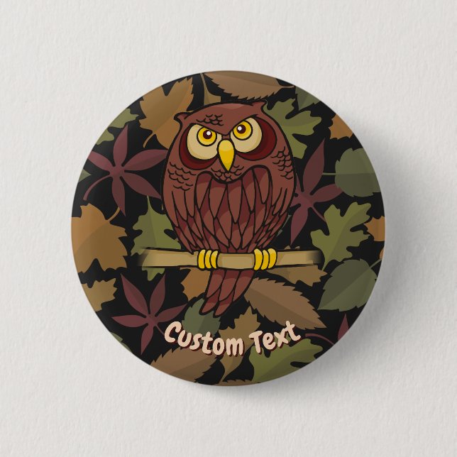 Owl Cartoon Button (Front)