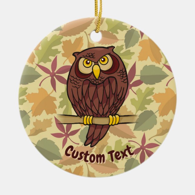 Owl Cartoon Ceramic Ornament (Front)