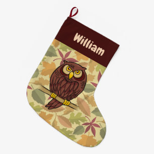 Owl Cartoon Christmas Stocking