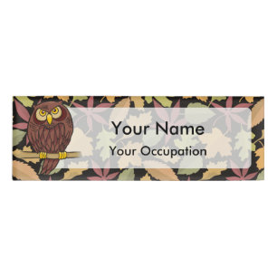 Owl Cartoon on dark background Name Tag