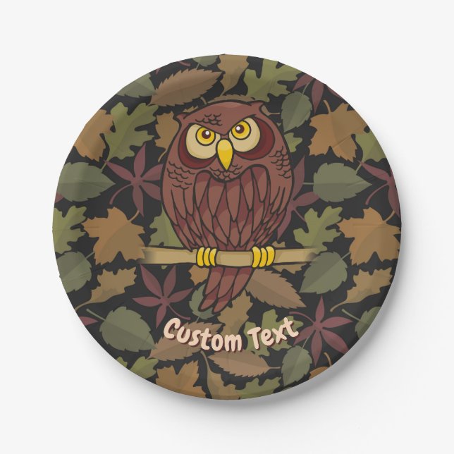 Owl Cartoon Paper Plate (Front)