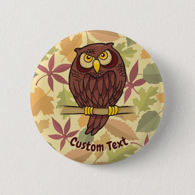 Owl Cartoon Pinback Button (Front)
