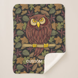 Owl Cartoon Sherpa Blanket