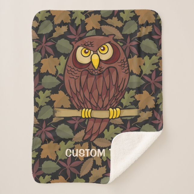 Owl Cartoon Sherpa Blanket (Front)
