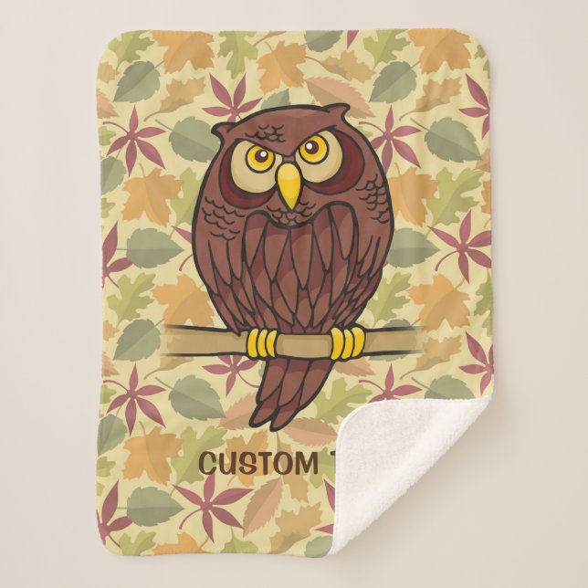 Owl Cartoon Sherpa Blanket (Front)
