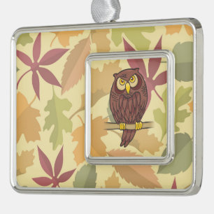 Owl Cartoon Silver Plated Framed Ornament