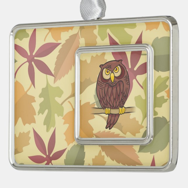 Owl Cartoon Silver Plated Framed Ornament (Left)