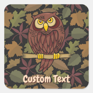 Owl Cartoon Square Sticker