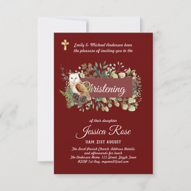 OWL Christening Invites Baptism  (Front)