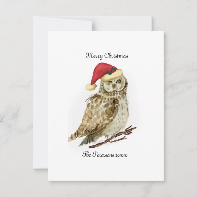 Owl Christmas Card personalised (Front)