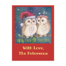 Owl Christmas Card to Personalise