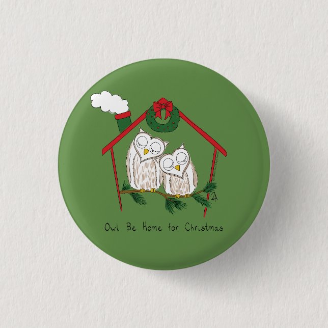 Owl Christmas Cute Funny Holiday 3 Cm Round Badge (Front)