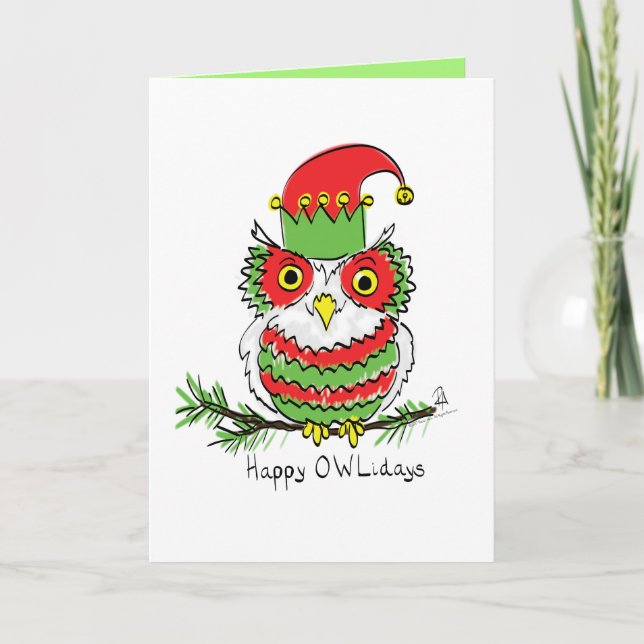 Owl Christmas Cute Funny Holiday Card (Front)