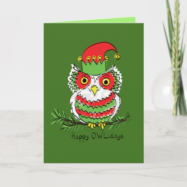 Owl Christmas Cute Funny Holiday Card (Front)