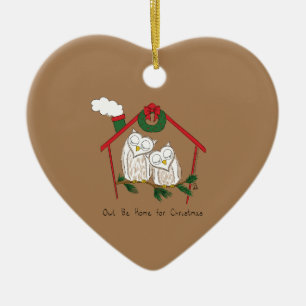 Owl Christmas Cute Funny Holiday Ceramic Ornament
