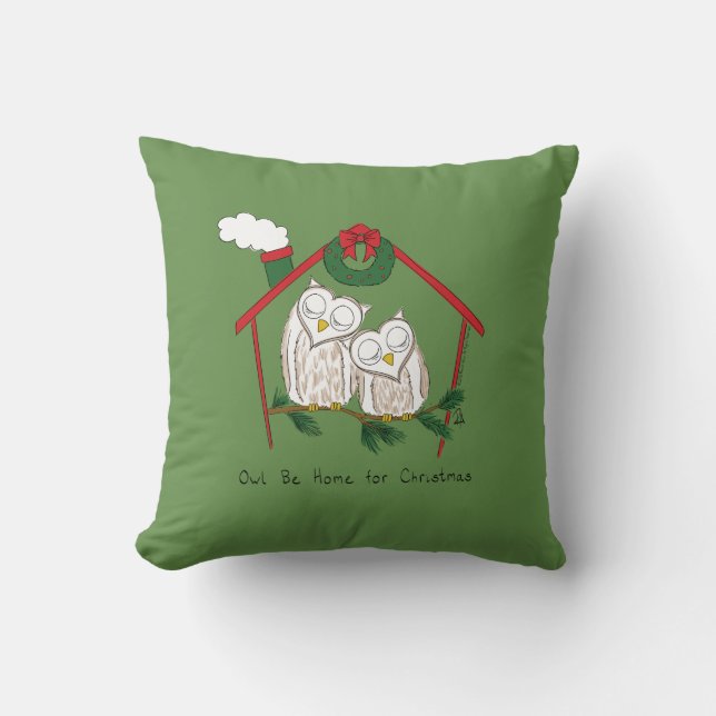 Owl Christmas Cute Funny Holiday Cushion (Front)