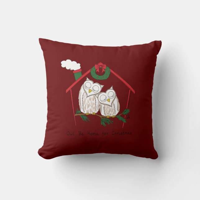 Owl Christmas Cute Funny Holiday Cushion (Front)