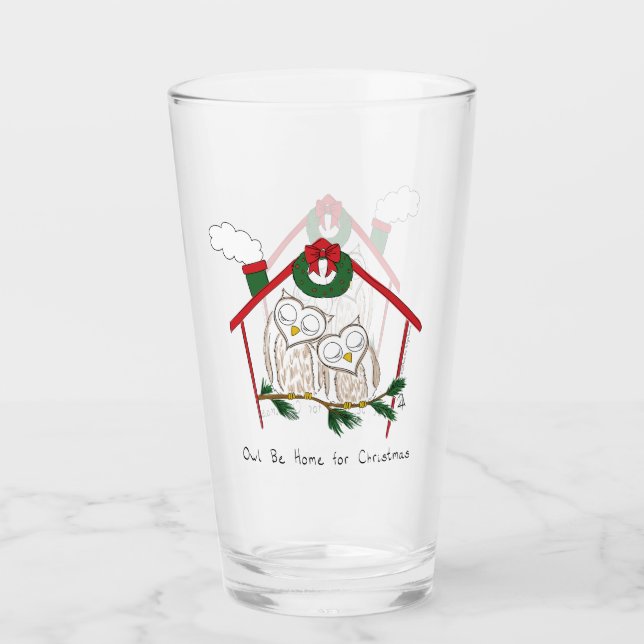 Owl Christmas Cute Funny Holiday Glass (Front)