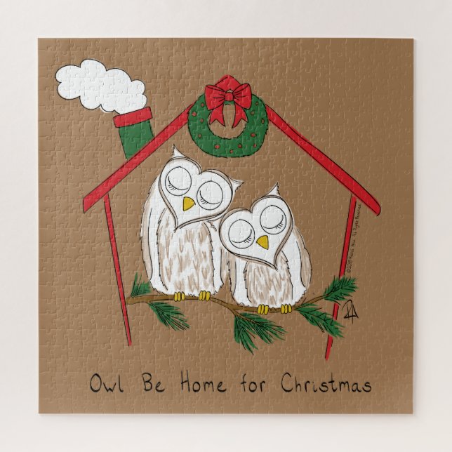 Owl Christmas Cute Funny Holiday Jigsaw Puzzle (Vertical)