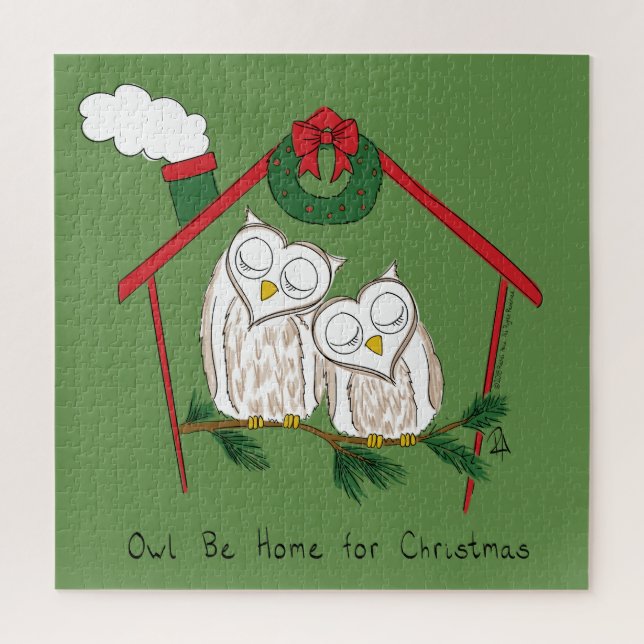 Owl Christmas Cute Funny Holiday Jigsaw Puzzle (Vertical)